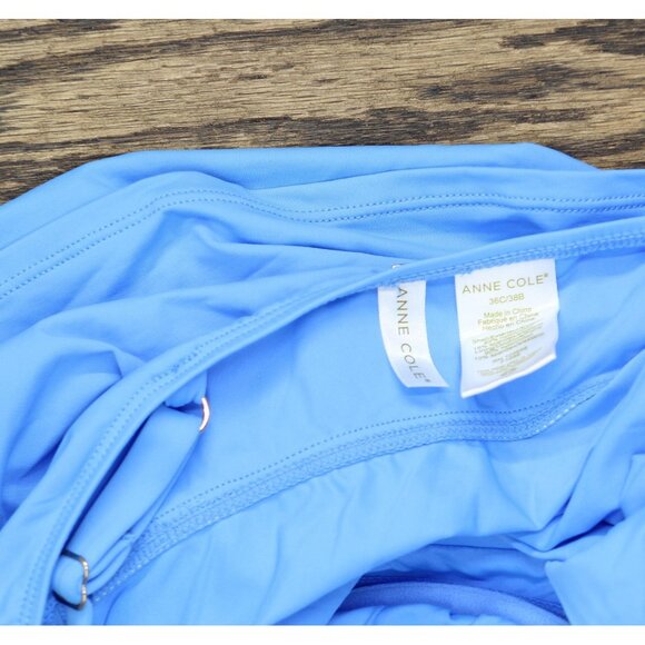 Anne Cole Womens Twist Front Underwire Tankini Swim Top Arctic Blue 36C/38B - Picture 4 of 7